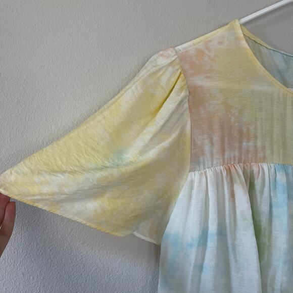 English Factory Pastel Tie Dye Tiered Ruffle Dress (M) - Picture 5 of 11
